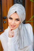 Aişe Tesettür Gümüş Piliseli Dolama Bone thumbnail 3