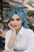 Aişe Tesettür İndigo Tokalı Bone thumbnail 2