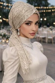Aişe Tesettür Dore Yakma Tül Tokalı Bone thumbnail 2