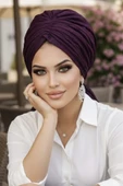 Aişe Tesettür Mürdüm Ponpon Tokalı Bone thumbnail 2