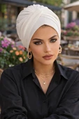Aişe Tesettür Beyaz Burgu Detaylı Bone thumbnail 1