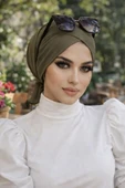 Aişe Tesettür Haki Çapraz Bone thumbnail 1