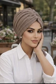 Aişe Tesettür Taş Rengi Tokalı Bone thumbnail 2