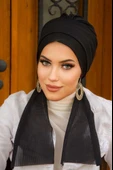 Aişe Tesettür Siyah Atkılı Bone thumbnail 2