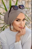 Aişe Tesettür Gri Çapraz Bantlı Bone thumbnail 3