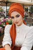 Aişe Tesettür Taba Krınkıl Atkılı Tesettür Bone thumbnail 1