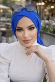 Aişe Tesettür Saks Mavi Çapraz Bone thumbnail 1