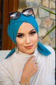 Aişe Tesettür İndigo Hazır Çapraz Bone thumbnail 2