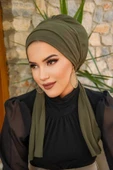 Aişe Tesettür Haki Atkılı Bone thumbnail 2