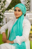 Aişe Tesettür Mint Pamuk Biritli Şal thumbnail 1