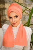 Aişe Tesettür Neon Turuncu Atkılı Bone thumbnail 1
