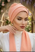 Aişe Tesettür Somon Krinkıl Atkılı Bone thumbnail 2
