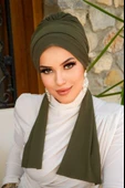 Aişe Tesettür Haki Atkılı Bone thumbnail 1