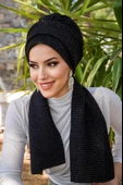 Aişe Tesettür Siyah Fitilli Atkılı Bone thumbnail 5