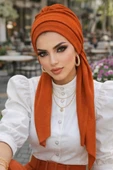 Aişe Tesettür Taba Krınkıl Atkılı Tesettür Bone thumbnail 3