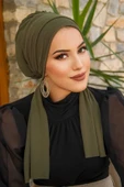 Aişe Tesettür Haki Atkılı Bone thumbnail 3