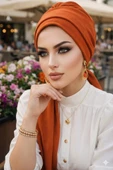Aişe Tesettür Taba Krınkıl Atkılı Tesettür Bone thumbnail 2