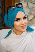 Aişe Tesettür İndigo Hazır Çapraz Bone thumbnail 1