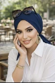 Aişe Tesettür Lacivert Çapraz Bone thumbnail 2
