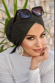 Aişe Tesettür Haki Leopar Çapraz Bone thumbnail 1