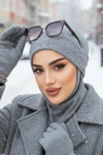 Aişe Tesettür Gri Maskeli Bere thumbnail 3