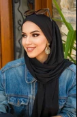 Aişe Tesettür Siyah Kelebek Bone Şal thumbnail 4