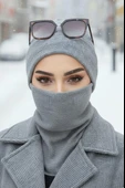 Aişe Tesettür Gri Maskeli Bere thumbnail 2