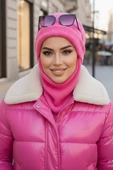 Aişe Tesettür Pembe Maskeli Bere thumbnail 2