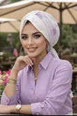 Aişe Tesettür Beyaz Batik Desen Şapka Bone thumbnail 2