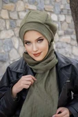 Aişe Tesettür Haki Kapitone Tesettür Bere thumbnail 4