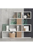 Decormet Karlin Kitaplık Beyaz/Ceviz thumbnail 4