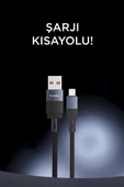 Şarj Kablosu Usb to Lightning Data Kablo U18 Siyah thumbnail 3