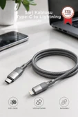 Şarj Kablosu Type-C to Lightning Data Kablo U18 Gri thumbnail 1
