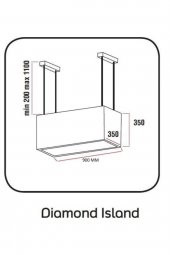 ALVEUS Diamond 90 cm  Siyah Ada Davlumbaz thumbnail 3