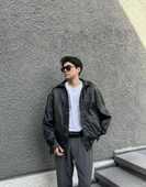 Premium Oversize Vintage Deri Ceket thumbnail 5