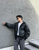 Premium Oversize Vintage Deri Ceket thumbnail 7