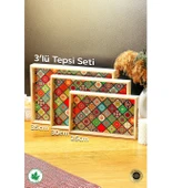 Tahta Desenli tepsiler 3'lü Set thumbnail 2