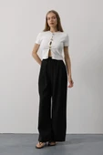 Pileli Bağcıklı Oversize Pantolon thumbnail 3