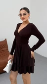 KRUVAZE YAKA CIFT KAT ELBISE thumbnail 3