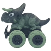 Sürtmeli Dinazor Arabalar 2'li - 12 cm - Triceratops & Stegosaurus thumbnail 5