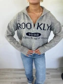 Kadın Brooklyn Baskılı Kazak Gri thumbnail 3