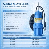 Sumak 250W 220V 10 Mt Elektromanyetik Dalgıç Pompa (SD2) thumbnail 2