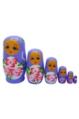 Ahşap Matruşka Bebek Altılı Set Mor thumbnail 5