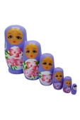 Ahşap Matruşka Bebek Altılı Set Mor thumbnail 6