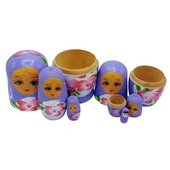 Ahşap Matruşka Bebek Altılı Set Mor thumbnail 4