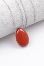 Red Jasper Doğal Taş Damla Model Kolye thumbnail 1