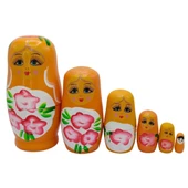 Ahşap Matruşka Bebek Altılı Set Turuncu thumbnail 1