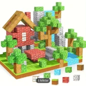 100 Parça Manyetik Minecraft Temalı Yapı Blokları +2 karakter thumbnail 3
