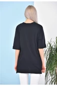Pamuk Bisiklet Yaka Boyfriend Örme T-shirt thumbnail 2