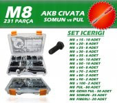 231 Parça M8 AKB Cıvata Seti + 13 Lokma Tornavida thumbnail 1